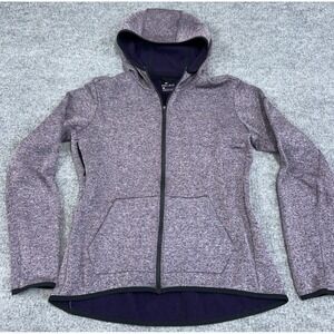 Nike Hoodie Womens Large Purple Fleece Lined Dri-Fit Training Workout Full Zip